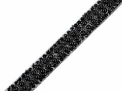Kraftika 9m černá prýmek s perlami a skleněnými broušenými kamínky
