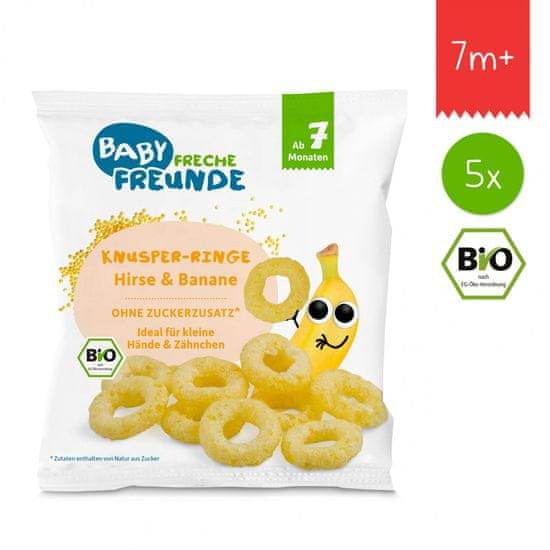 Freche Freunde BIO Křupavé kroužky - Proso a banán (5x)