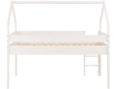 Danish Style Domečková patrová postel Less,142 cm, bílá