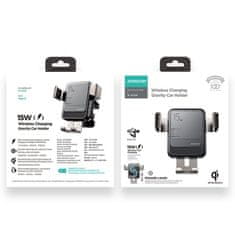 Joyroom Wireless Dashboard držák na mobil do auta, Qi nabíječka 15W, černá