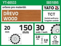 YATO Kotouč na dřevo 150 x 20 mm 30z