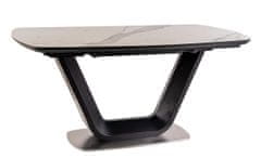 ATAN Jídelní stůl rozkládací 160x90 ARMANI ceramic bílý mramor/černý mat