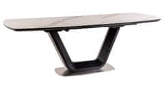 ATAN Jídelní stůl rozkládací 160x90 ARMANI ceramic bílý mramor/černý mat
