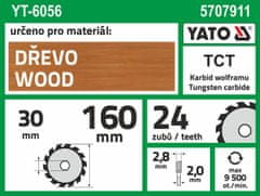 YATO Kotouč na dřevo 160 x 30 mm 24z