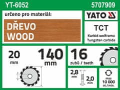 YATO Kotouč na dřevo 140 x 20 mm 16z