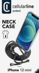 CellularLine Transparentní zadní kryt Neck-Case s černou šňůrkou na krk pro Apple iPhone 12 MINI NECKCASEIPH12K