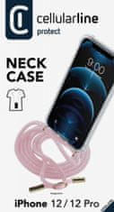 CellularLine Transparentní zadní kryt Neck-Case s růžovou šňůrkou na krk pro Apple iPhone 12 Pro NECKCASEIPH12MAXP