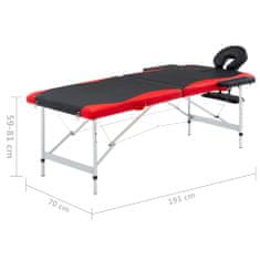 Petromila Skládací masážní stůl se 2 zónami hliník černo-červený