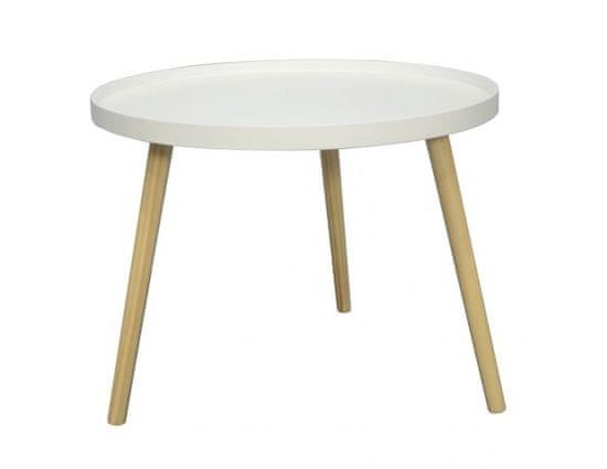 KONDELA Příruční stolek, bílá/přírodní, SANSE TYP 1