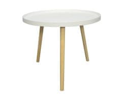 KONDELA Příruční stolek, bílá/přírodní, SANSE TYP 1