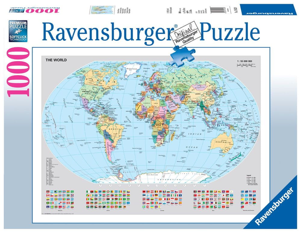 Ravensburger Politická mapa světa 1000 dílků
