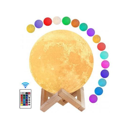BEMI INVEST 3D Lampička měsíc Moon Light 16 barev