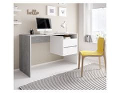 KONDELA PC stůl, beton/bílý mat, TULIO