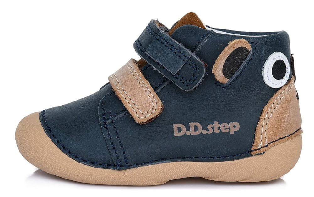D-D-step dívčí kožená kotníčková obuv S015-803 19 tmavě modrá - zánovní