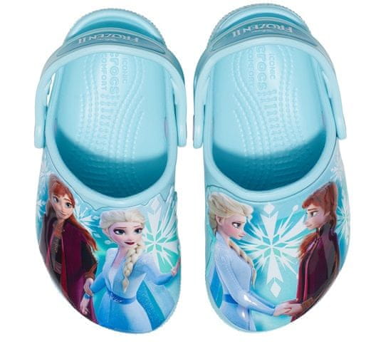 Crocs dívčí pantofle FL Disney Frozen II Ice Blue Kids Clog 207078-4O9 23/24 modrá