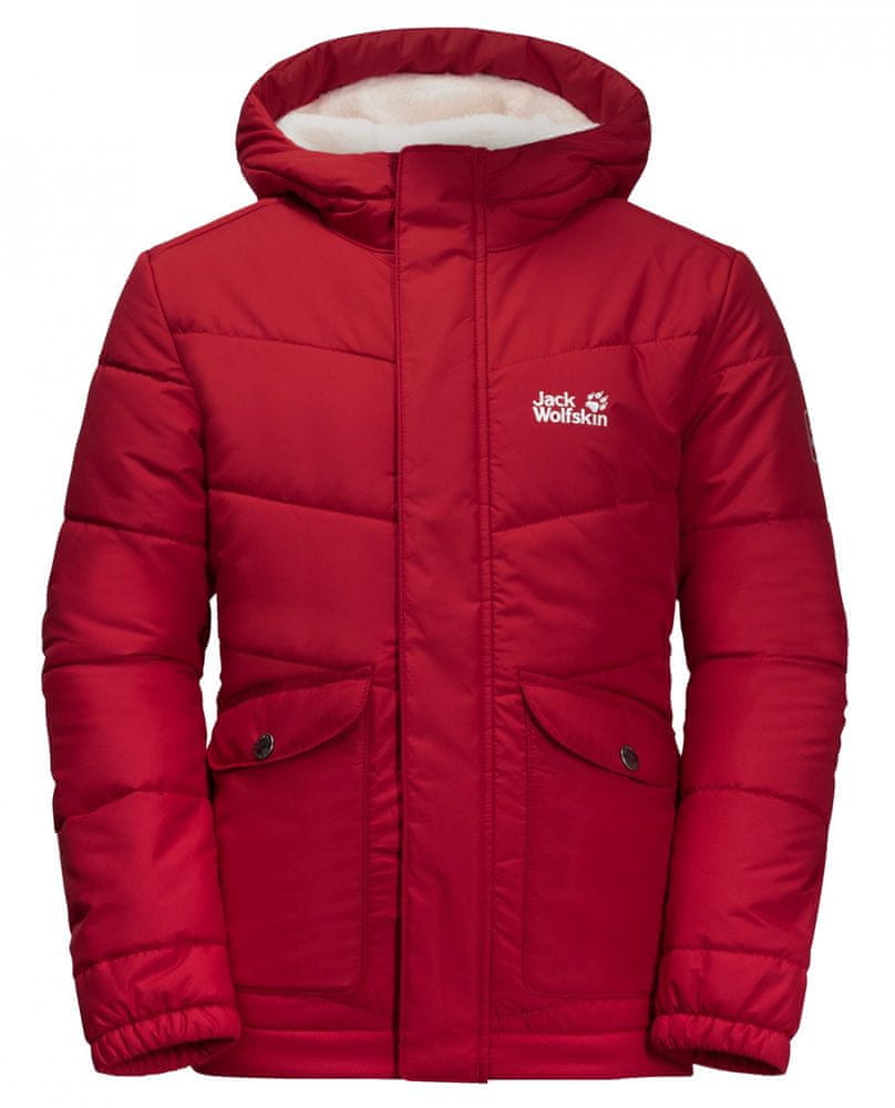 Jack Wolfskin dívčí zimní bunda Snow Fox Jacket 1609101_2210 164 červená