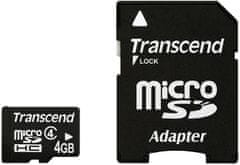 Transcend Micro SDHC 4GB Class 4 + adaptér (TS4GUSDHC4)