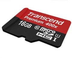 Transcend Micro SDHC Premium 400x 16GB 60MB/s UHS-I + SD adaptér (TS16GUSDU1)
