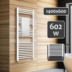 Greatstore AQUAMARIN Vertikální koupelnový radiátor, 1400 x 600 mm