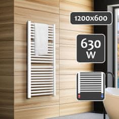 Greatstore AQUAMARIN Vertikální koupelnový radiátor, 1200 x 600 mm