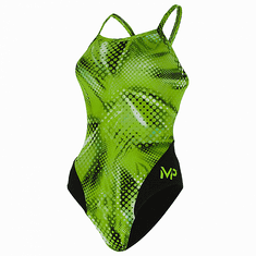 Dívčí plavky MESA LADY MID BACK multicolor/zelená zelená/černá 10 let (140 cm)