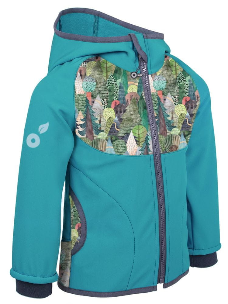 Unuo dětská softshellová bunda s fleecem Kouzelné stromy 98/104 modrá