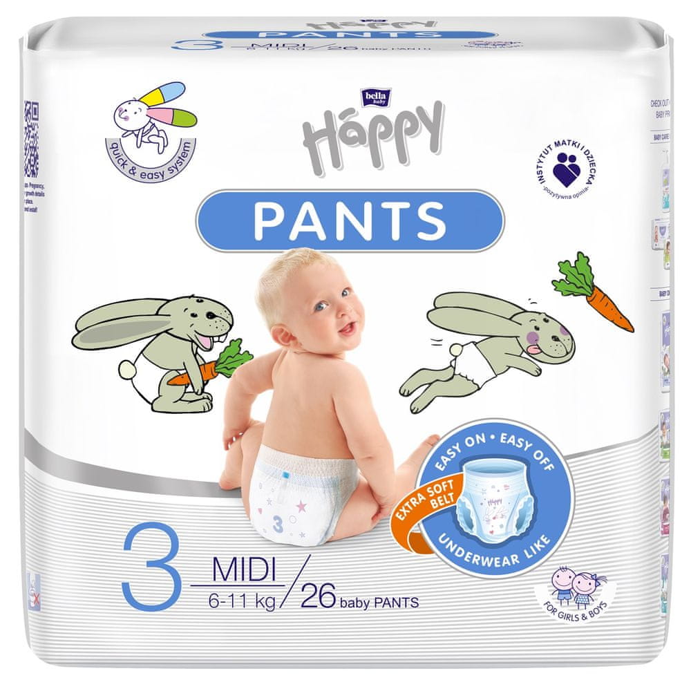 Levně Bella Happy Pants Midi, 6-11 kg, 26 ks
