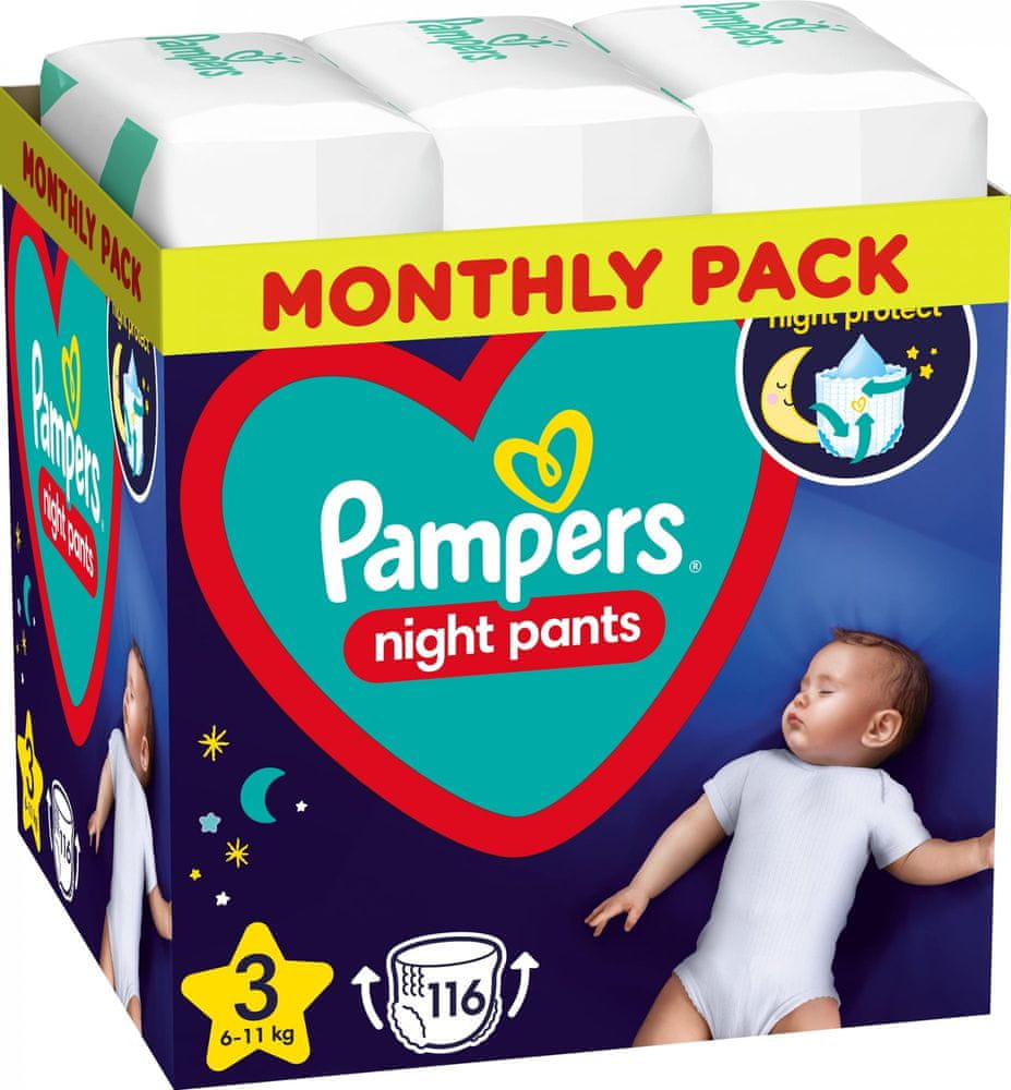 Pampers Night Pants kalhotky plenkové jednorázové 3 (6-11 kg) 116 ks