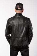 Černá pánská kožená bunda DMDELTON s úplety
