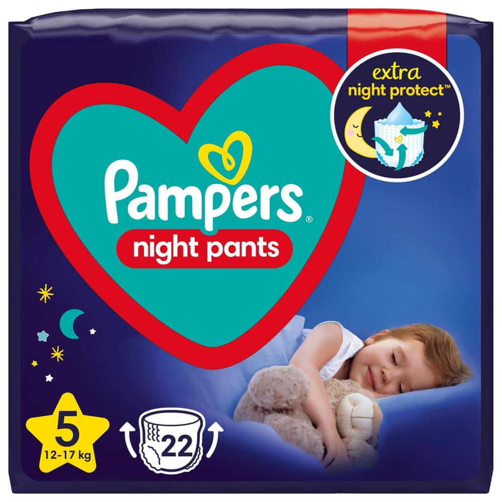 Levně Pampers Night Pants Kalhotky plenkové jednorázové 5 (12-17 kg) 22 ks