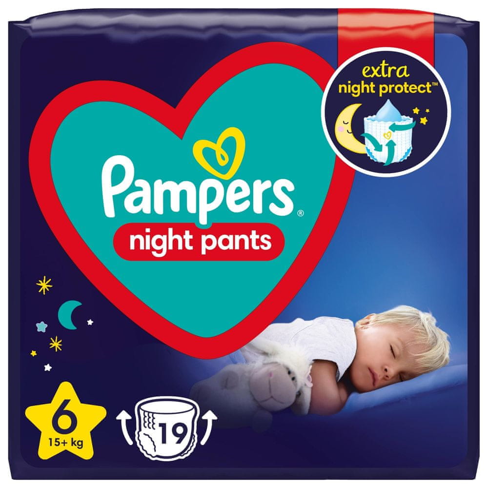 Levně Pampers Night Pants Kalhotky plenkové jednorázové 6 (15 kg+) 19 ks