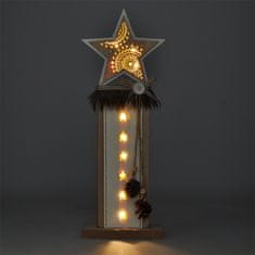 Solight vánoční LED dřevěná dekorace, hvězda, 2x AA