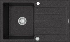Mexen Bruno granitový dřez 1 s odkapávačem 795x495 mm, černá spotty (6513791010-76)