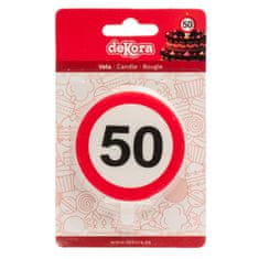 Dekora Svíčka na dort 6,3cm dopravní značka číslo 50 