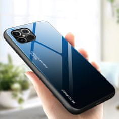FORCELL pouzdro Gradient Glass, zadní kryt s tvrzeným sklem pro iPhone 12 Pro Max černo-, modrá