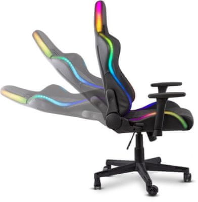 Gamer szék Genesis Trit 600 RGB, beállítható RGB LED világítás, távirányító