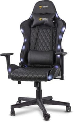 Gamer szék Trit 600 RGB ,kényelmes, beállítható ülőrész, háttámla dőlésszög, deréktámasz, derék- és nyakpárna, memóriahab, kartámaszok