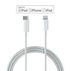 Kabel Lightning / USB-C, PD 18W, bílá pro apple iPhone / iPad / iPod, 1m, 3ks