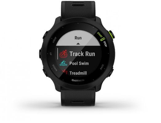 Chytré hodinky Garmin Garmin Forerunner 55, výkonné smart watch, prémiové multisportovní, běh, cyklistika, plavání, golf, pokročilé chytré hodinky GPS Bluetooth 5ATM 14 dní dlouhý výdrž baterie