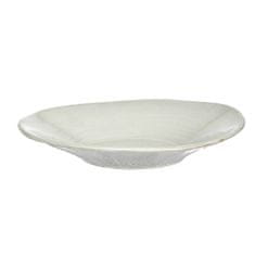 Decor By Glassor Bílý hluboký talíř s nepravidelným okrajem
