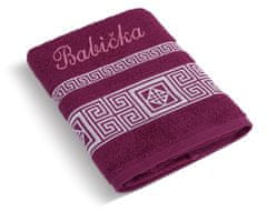Froté ručník řecká kolekce se jménem BABIČKA - Ručník - 50x100 cm - vínová