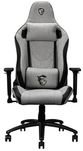 Herní židle ergonomická MSI MAG CH130I FABRIC (9S6-B0Y30S-01) polohovatelná pěnové polstrování proti pokřivení vaší páteře 360° sklopení a náklon 165° rám z uhlíkové oceli
