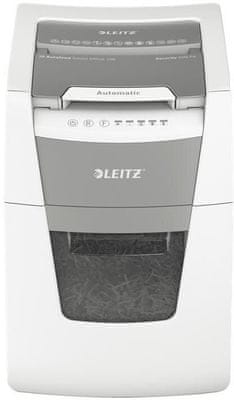 Leitz IQ AutoFeed 100 P4 (80110000) kancelářská skartovačka, automatická a manuální skartace, 100 listů A4 najednou, velmi nízká hlučnost, křížový řez DIN P-4, objem koše 34 l, technologie proti zaseknutí papíru