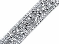 Kraftika 9m crystal stříbrná prýmek s kamínky a řetízkem šíře 19mm