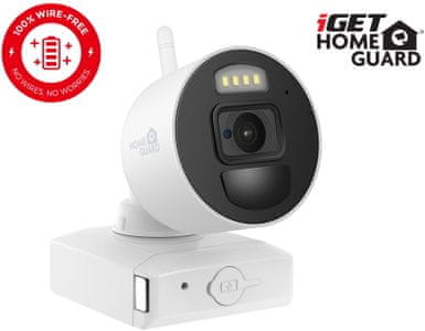 iGET HOMEGUARD FullHD 1080p akkumulátoros kültéri kamera intelligens mozgásérzékeléssel HGNVK686CAMP biztonsági rendszer kamera készlet felvevő, kültéri vezeték nélküli Wi-Fi FullHD kamera, IP66, infravörös LED, éjszakai látás