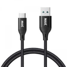 MAX kabel USB 3.0 - USB-C, 2 m, opletený, černý (UCC2B)
