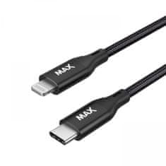 MAX kabel MFi Lightning - USB-C, 1 m, opletený, černý (UCLC1B)