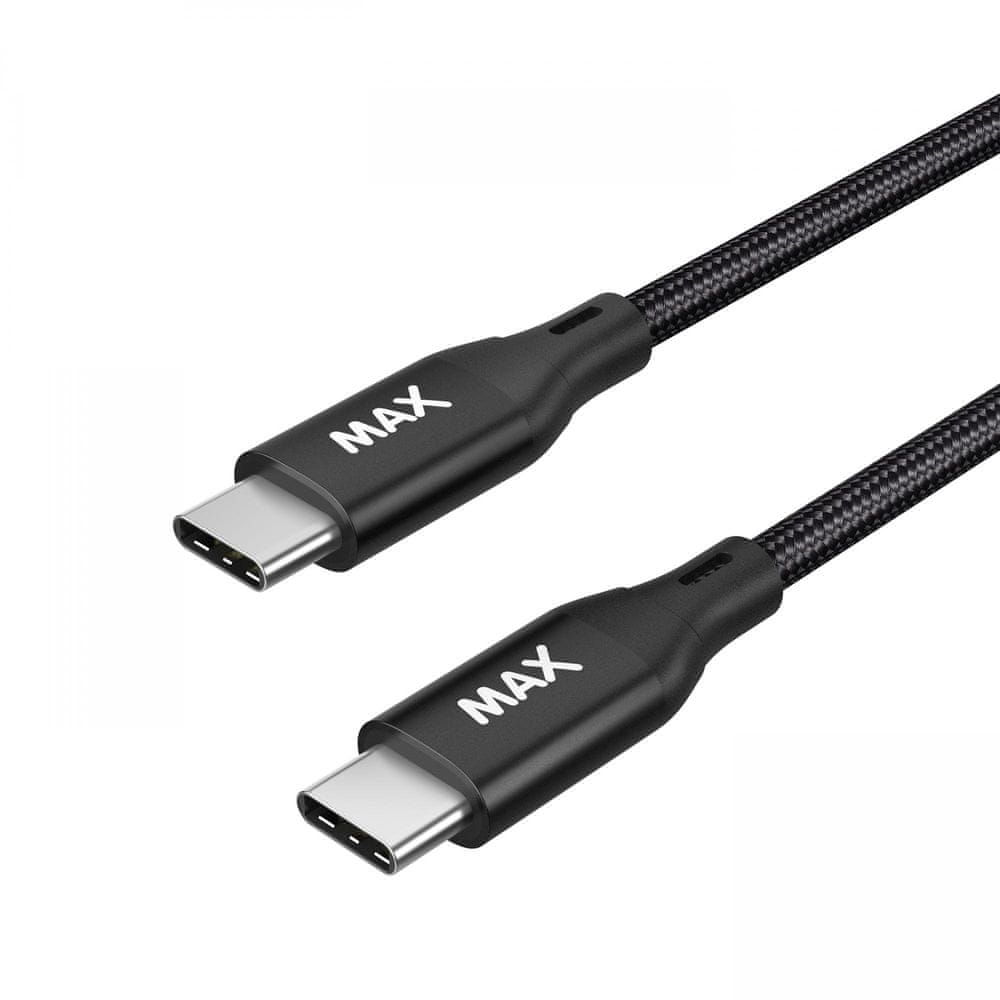 Levně MAX kabel USB-C, 95W, 2 m, opletený, černý (UCCC2B)