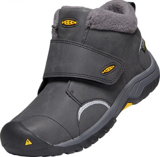 KEEN dětská zimní kožená kotníčková obuv Kootenay III Mid WP Black/Keen yellow