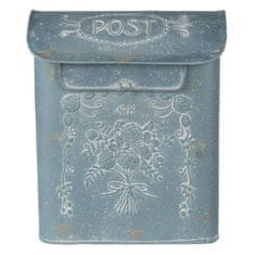 Clayre & Eef Modro šedá retro poštovní schránka 31 cm